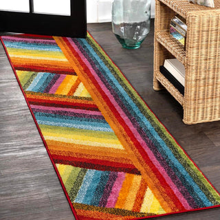 Naz Rainbow Contemporary Stripe Area Rug