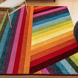 Naz Rainbow Contemporary Stripe Area Rug