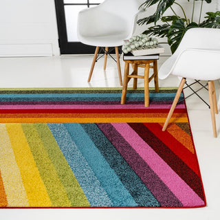 Naz Rainbow Contemporary Stripe Area Rug