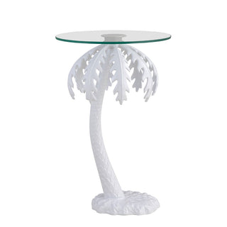 Laurel 24.75" Mid-Century Vintage Glass Top Metal Palm Tree End Table