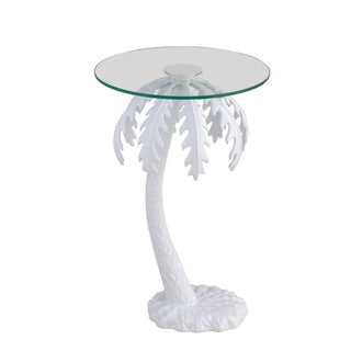 Laurel 24.75" Mid-Century Vintage Glass Top Metal Palm Tree End Table