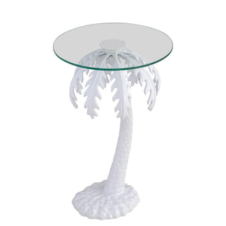 Laurel 24.75" Mid-Century Vintage Glass Top Metal Palm Tree End Table