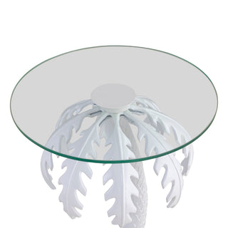 Laurel 24.75" Mid-Century Vintage Glass Top Metal Palm Tree End Table