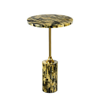 Bay 23.5" Contemporary Glam Metal/Resin Faux Stone Round End Table