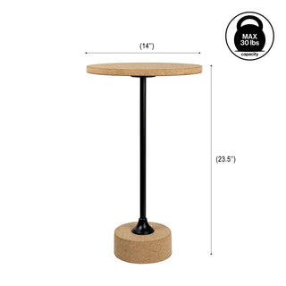 Rock 23.5" Contemporary Minimalist Metal/Cork Round End Table