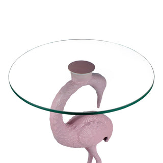 Aster 25" Classic Mid-Century Glass Top Flamingo End Table