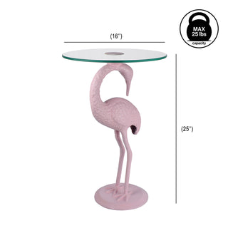 Aster 25" Classic Mid-Century Glass Top Flamingo End Table