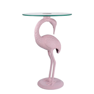 Aster 25" Classic Mid-Century Glass Top Flamingo End Table