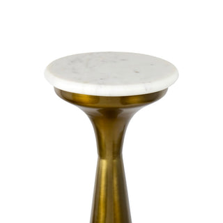 Dew 22.25" Mid-Century Glam Retro Metal Drink Table with Marble Top