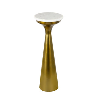 Dew 22.25" Mid-Century Glam Retro Metal Drink Table with Marble Top