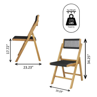 Daxue Coastal Modern Wood Roped Folding Chair with Adjustable Back