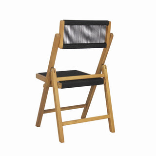 Daxue Coastal Modern Wood Roped Folding Chair with Adjustable Back