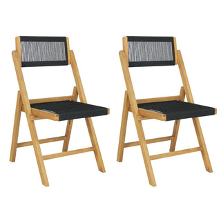 Daxue Coastal Modern Wood Roped Folding Chair with Adjustable Back