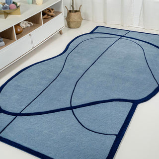 Manifest Coastal Geometric Border Handwoven Wool Area Rug