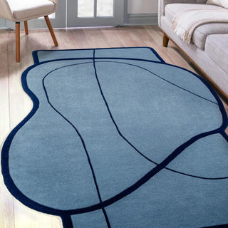 Manifest Coastal Geometric Border Handwoven Wool Area Rug