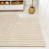 Earthy Bohemian Abstract Striped Handwoven Wool Area Rug