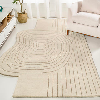 Earthy Bohemian Abstract Striped Handwoven Wool Area Rug