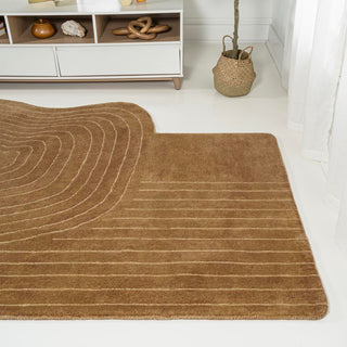 Earthy Bohemian Abstract Striped Handwoven Wool Area Rug