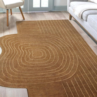 Earthy Bohemian Abstract Striped Handwoven Wool Area Rug