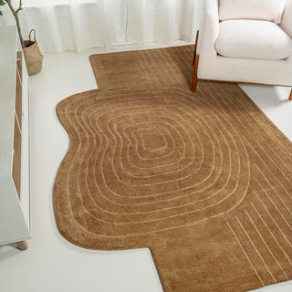 Earthy Bohemian Abstract Striped Handwoven Wool Area Rug