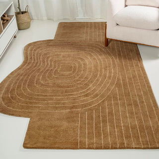 Earthy Bohemian Abstract Striped Handwoven Wool Area Rug