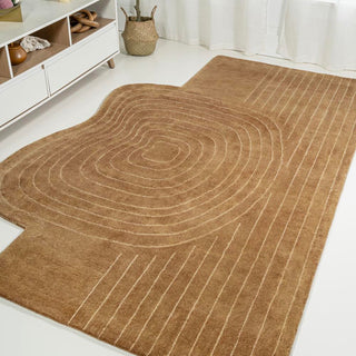 Earthy Bohemian Abstract Striped Handwoven Wool Area Rug