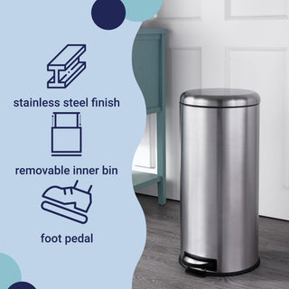 Nathan Round 8-Gallon Step-Open Trash Can with FREE Mini Trash Can