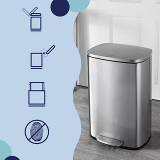 Connor Rectangular 13-Gallon Trash Can with Soft-Close Lid and FREE Mini Trash Can