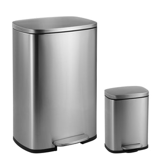 Connor Rectangular 13-Gallon Trash Can with Soft-Close Lid and FREE Mini Trash Can