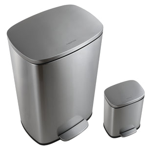 Connor Rectangular 13-Gallon Trash Can with Soft-Close Lid and FREE Mini Trash Can