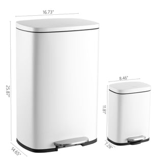 Connor Rectangular 13-Gallon Trash Can with Soft-Close Lid and FREE Mini Trash Can