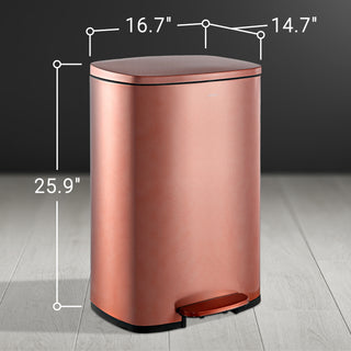 Connor Rectangular 13-Gallon Trash Can with Soft-Close Lid and FREE Mini Trash Can