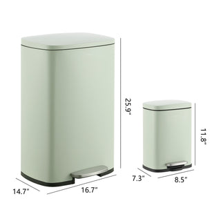 Connor Rectangular 13-Gallon Trash Can with Soft-Close Lid and FREE Mini Trash Can