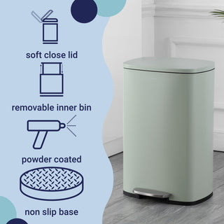 Connor Rectangular 13-Gallon Trash Can with Soft-Close Lid and FREE Mini Trash Can