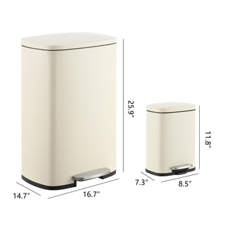 Connor Rectangular 13-Gallon Trash Can with Soft-Close Lid and FREE Mini Trash Can