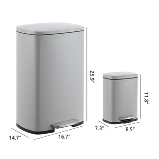 Connor Rectangular 13-Gallon Trash Can with Soft-Close Lid and FREE Mini Trash Can