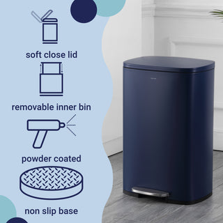 Connor Rectangular 13-Gallon Trash Can with Soft-Close Lid and FREE Mini Trash Can