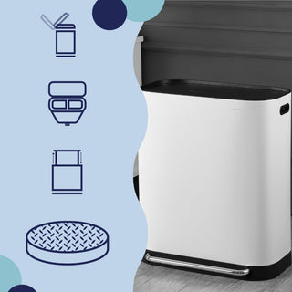 Beni Kitchen Trash/RecycLing 16-Gallon Double-Bucket Step-Open Trash Can