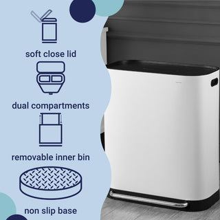 Beni Kitchen Trash/RecycLing 16-Gallon Double-Bucket Step-Open Trash Can