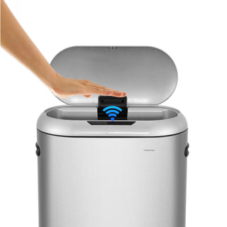 Robo Kitchen 13.2-Gallon Slim Oval Motion Sensor Touchless Trash Can with Touch Mode