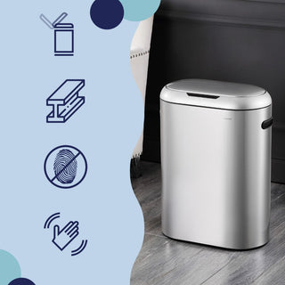 Robo Kitchen 13.2-Gallon Slim Oval Motion Sensor Touchless Trash Can with Touch Mode