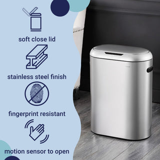 Robo Kitchen 13.2-Gallon Slim Oval Motion Sensor Touchless Trash Can with Touch Mode