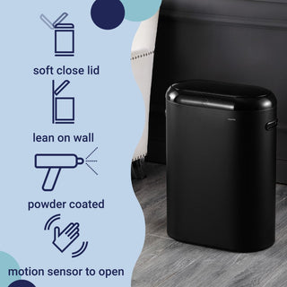 Robo Kitchen 13.2-Gallon Slim Oval Motion Sensor Touchless Trash Can with Touch Mode