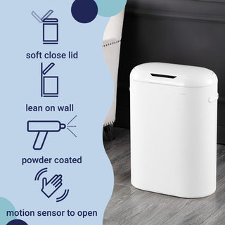 Robo Kitchen 13.2-Gallon Slim Oval Motion Sensor Touchless Trash Can with Touch Mode