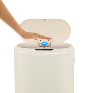 Robo Kitchen 13.2-Gallon Slim Oval Motion Sensor Touchless Trash Can with Touch Mode