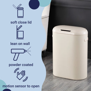 Robo Kitchen 13.2-Gallon Slim Oval Motion Sensor Touchless Trash Can with Touch Mode