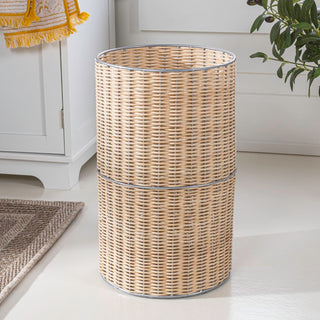 Cecil Modern 4.13-Gallon Faux Wicker Cylinder Waste Basket