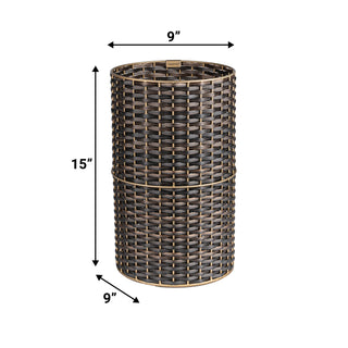 Cecil Modern 4.13-Gallon Faux Wicker Cylinder Waste Basket