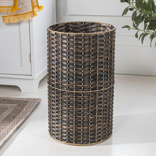 Cecil Modern 4.13-Gallon Faux Wicker Cylinder Waste Basket