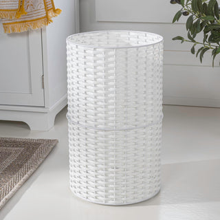 Cecil Modern 4.13-Gallon Faux Wicker Cylinder Waste Basket